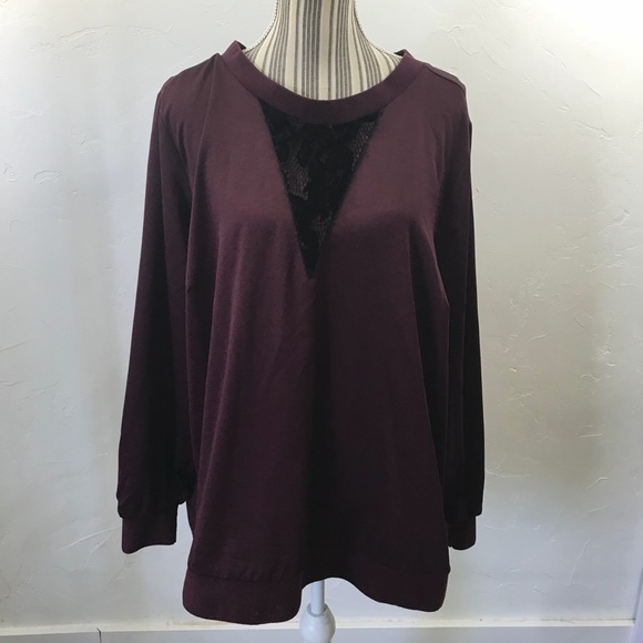 Lane Bryant Tops - Lane Bryant Silky Lace Inset Top